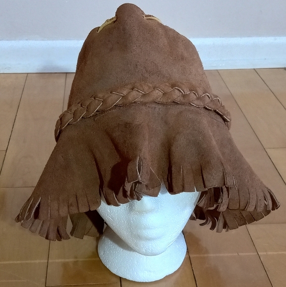 Handmade Vintage Suede bucket hat with leather stitching and braiding unisex - Picture 1 of 6